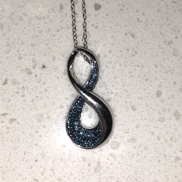 Enhanced Blue Diamond Accent Infinity Loop Pendant - Picture 2 of 7